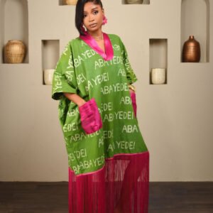 AY LABEL FRINGE DRESS (GREEN / PINK)