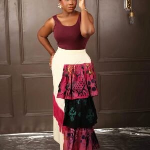 SELORM RUFFLE AND FRINGE SKIRT