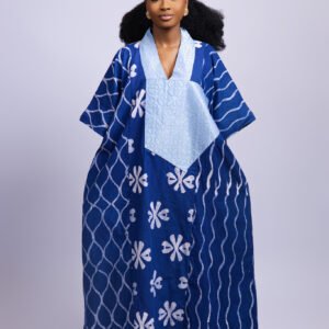 Naana Royal blue + sea blue neckline with rhinestones